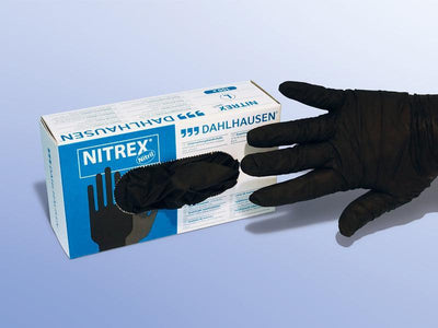 Nitrex Nitril-Untersuchungshandschuh, Einmalhandschuhe, Latexfrei ungepudert Gr. S , schwarz, Gr. S, M, L, XL, VE = 100 Stück - Notemed Medizintechnik 