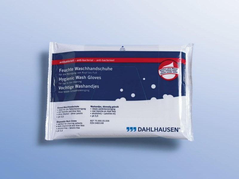 Waschen ohne Wasser, Waschhandschuhe Antibakteriell 15 x 23 cm, Einmal-Waschhandschuhe, feucht, PZN 483168, 7599000006 - Notemed Medizintechnik 