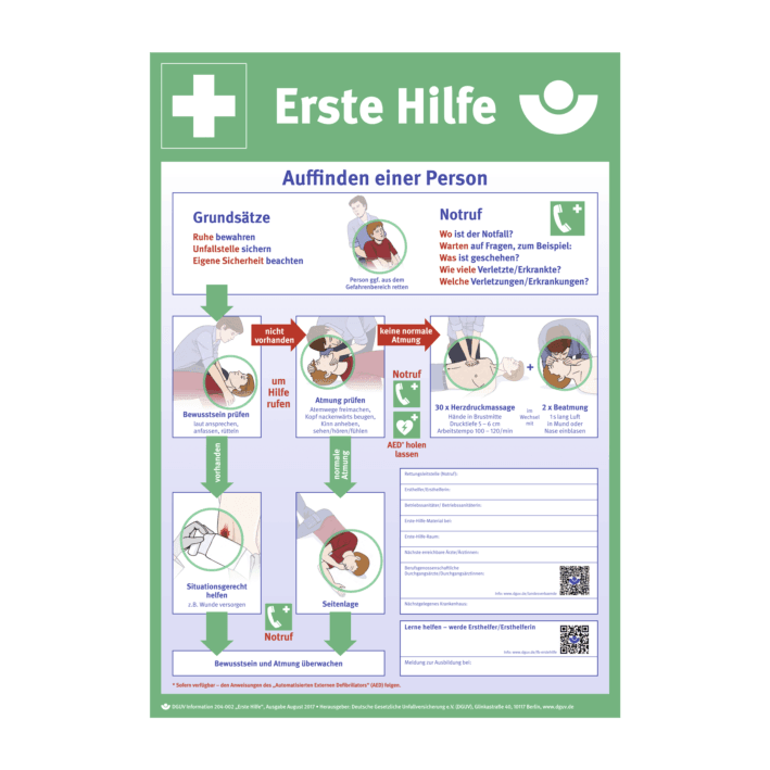 Anleitung Erste-Hilfe Plakatform Kunststoff, 8001034 - Notemed Medizintechnik 