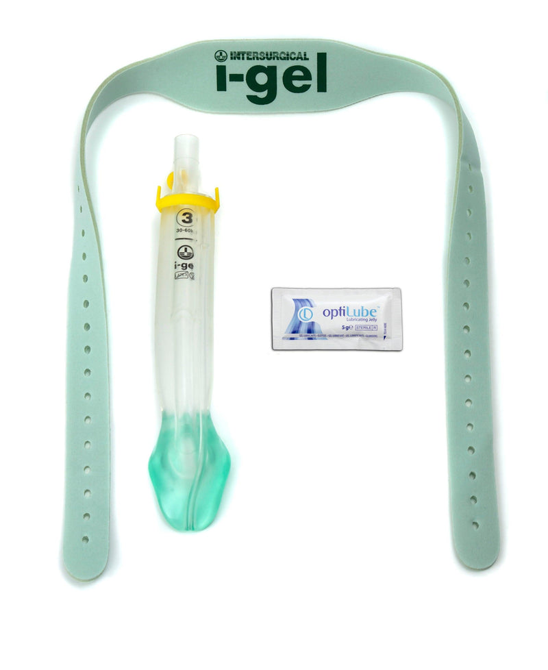 I-GEL supraglottische Atemhilfe, Gr. 1 bis Gr. 5 (+90kg), schnelles und einfaches Einführen, i-gel O2 Resus Set - Tütchen Gleitmittel - Notemed Medizintechnik 