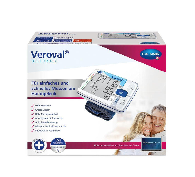 Veroval Handgelenk Blutdruckmessgerät RR, für einfaches und schnelles Blutdruck messen am Handgelenk mit Arrhythmie-Erkennung, 925321 - Notemed Medizintechnik 