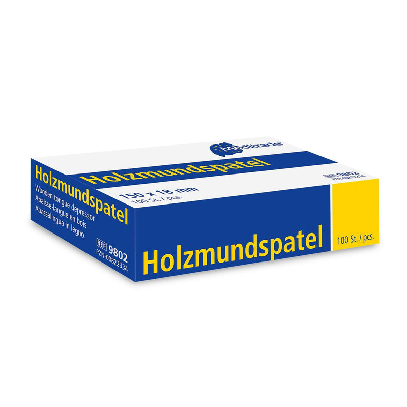 Holzmundspatel, 150 x 18 mm, SPLITTERFREIER SPATEL FÜR UNTERSUCHUNGEN UND ZUM AUFTRAGEN VON SALBEN, steril, unsteril, 9665, 9802 - Notemed Medizintechnik 