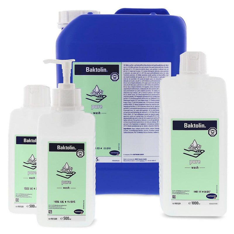 Baktolin pure, 500 ml, 1000 ml, 5 L, Waschlotion, Händereinigung, milde, parfüm- und farbstofffreie Waschlotion mit guter Hautverträglichkeit für normale Haut, 981328, 981329, 981330 - Notemed Medizintechnik 