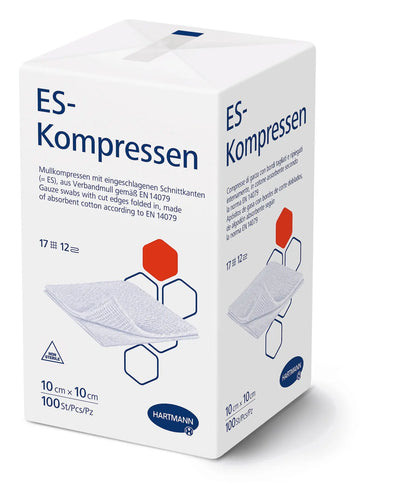 ES-Kompresse unsteril 12-fach Packung 100 St. , 5 x 5 cm, 7,5 x 7,5 cm ,10 x 10 cm, 10 x 12,5 cm Hartmann