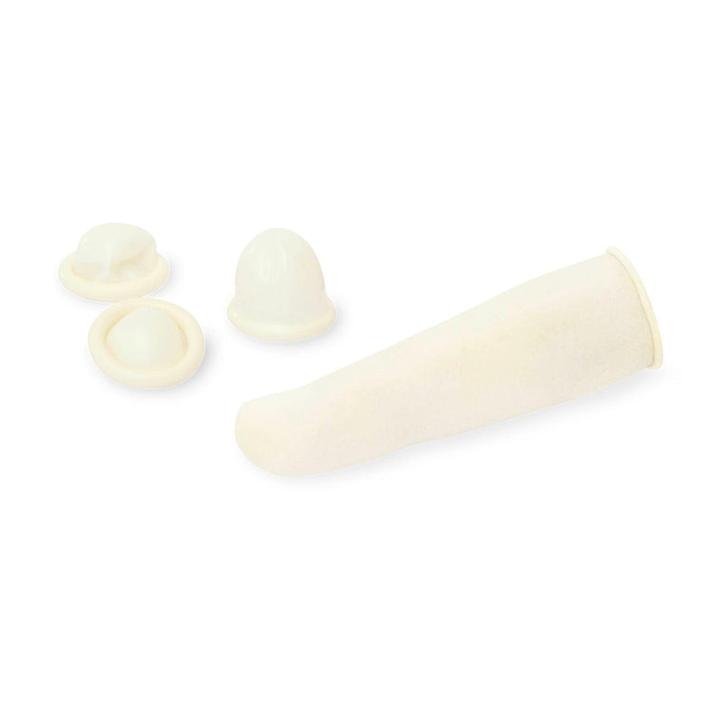 Fingerlinge aus Latex, Gr. 2 bis Gr. 5, UNSER UNSTERILES EINMAL-PRODUKT MIT ROLLRAND UND GLATTER OBERFLÄCHE, 9776, 9777, 9778, 9779 - Notemed Medizintechnik 