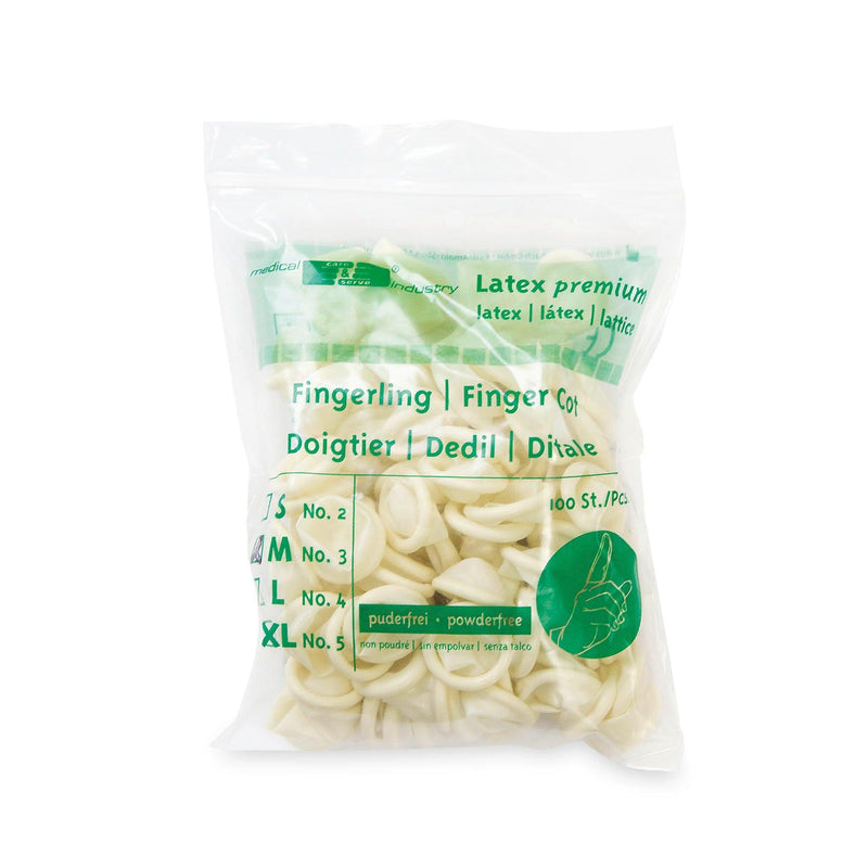 Fingerlinge aus Latex, Gr. 2 bis Gr. 5, UNSER UNSTERILES EINMAL-PRODUKT MIT ROLLRAND UND GLATTER OBERFLÄCHE, 9776, 9777, 9778, 9779 - Notemed Medizintechnik 