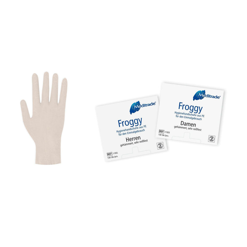 Froggy™ Hygienehandschuh aus reißfestem Polyethylen, Handschuhe, Small (6-6,5), Large (8-8,5), 1192L, 1192S - Notemed Medizintechnik 