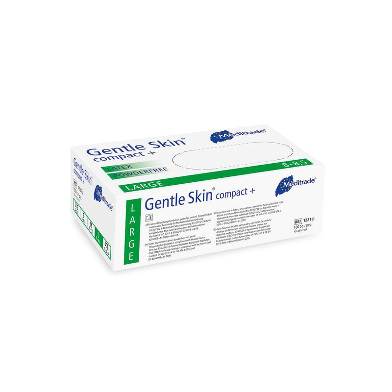 Gentle Skin® compact+
 Untersuchungshandschuh aus Latex, puderfrei, X-Large (9), Large (8-8,5), Medium (7-7,5), Small (6-6,5), Small (6-6,5), X-Small (5,5), 1221LI, 
1221MI, 
1221SI, 
1221XLI, 
1221XSI