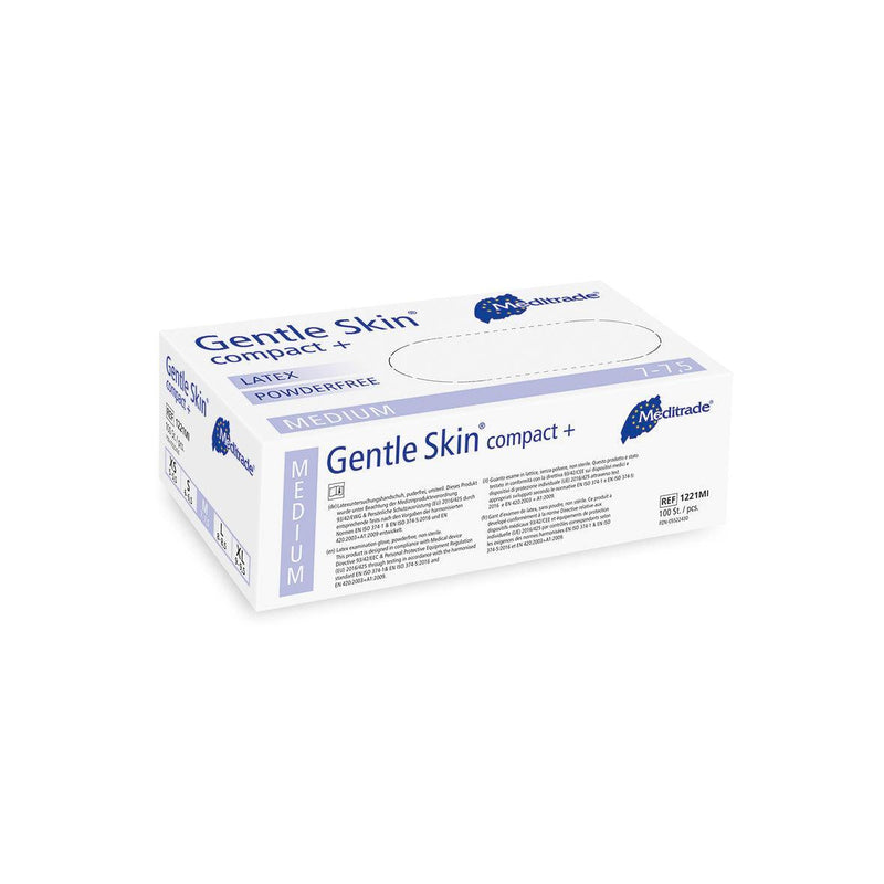 Gentle Skin® compact+
 Untersuchungshandschuh aus Latex, puderfrei, X-Large (9), Large (8-8,5), Medium (7-7,5), Small (6-6,5), Small (6-6,5), X-Small (5,5), 1221LI, 
1221MI, 
1221SI, 
1221XLI, 
1221XSI