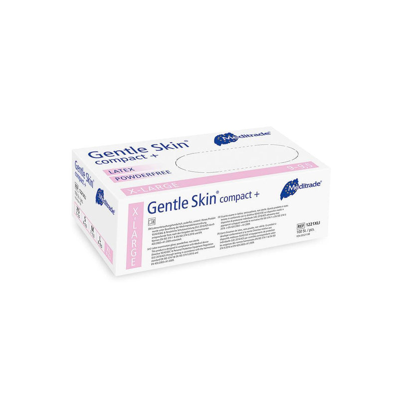 Gentle Skin® compact+
 Untersuchungshandschuh aus Latex, puderfrei, X-Large (9), Large (8-8,5), Medium (7-7,5), Small (6-6,5), Small (6-6,5), X-Small (5,5), 1221LI, 
1221MI, 
1221SI, 
1221XLI, 
1221XSI