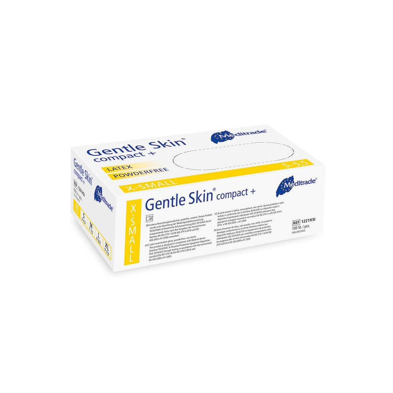 Gentle Skin® compact+
 Untersuchungshandschuh aus Latex, puderfrei, X-Large (9), Large (8-8,5), Medium (7-7,5), Small (6-6,5), Small (6-6,5), X-Small (5,5), 1221LI, 
1221MI, 
1221SI, 
1221XLI, 
1221XSI