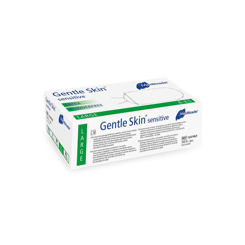Gentle Skin® sensitive
 Untersuchungshandschuh aus Latex, puderfrei, X-Large (9), Large (8-8,5), Medium (7-7,5), Small (6-6,5), Small (6-6,5),  X-Small (5,5), 1221RLT, 
1221RMT, 
1221RST, 
1221RXLT, 
1221RXST
