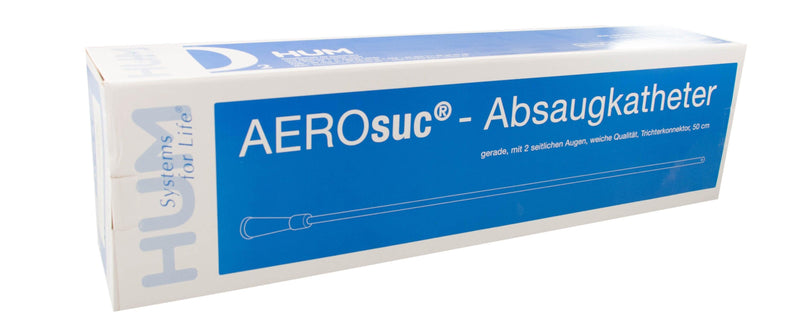 Absaugkatheter, PVC, gerade, Länge 50 cm, mit Trichterkonnektor, CH 8 - CH 18, VE = 100 Stück, AEROsuc - Notemed Medizintechnik 