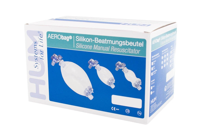 Mehrweg Beatmungsbeutel, Silikon, Kinder, Beatmungsbeutel-Set mit Vollsilikon-Maske Gr. 2 und 3, O2-Schlauch und Reservoirbeutel - Notemed Medizintechnik 