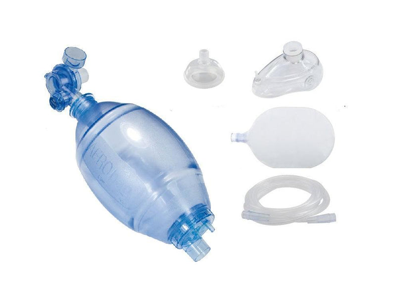 Einweg Beatmungsbeutel, PVC, Erwachsene, Beatmungsbeutel-Set mit Gr. 3, O2-Schlauch und Reservoirbeutel, AERObag - Notemed Medizintechnik 