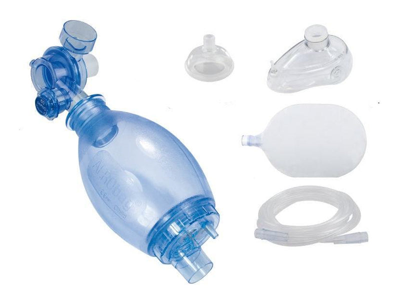 Einweg Beatmungsbeutel, PVC, Kinder, Beatmungsbeutel-Set mit Maske Gr. 1, O2-Schlauch und Reservoirbeutel, AERObag - Notemed Medizintechnik 