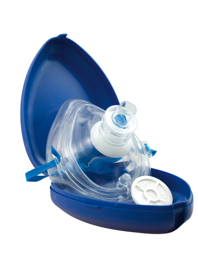 Einmal-Beatmungsmaske, mit Einwegventil, aus PVC, in Hartschalenbox, blau, AERObag HUM