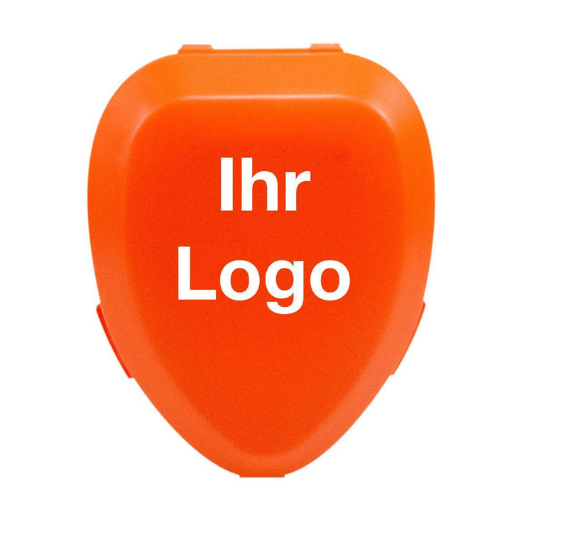 Einmal-Beatmungsmaske, mit Einwegventil, aus PVC, in Hartschalenbox, MIT INDIVIDUELLEM LOGO, blau, rot, gelb, orange, weiß, AERObag - Notemed Medizintechnik 