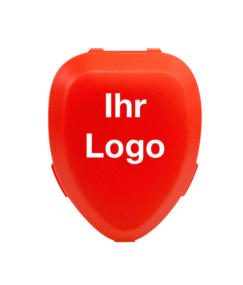 Einmal-Beatmungsmaske, mit Einwegventil, aus PVC, in Hartschalenbox, MIT INDIVIDUELLEM LOGO, blau, rot, gelb, orange, weiß, AERObag - Notemed Medizintechnik 