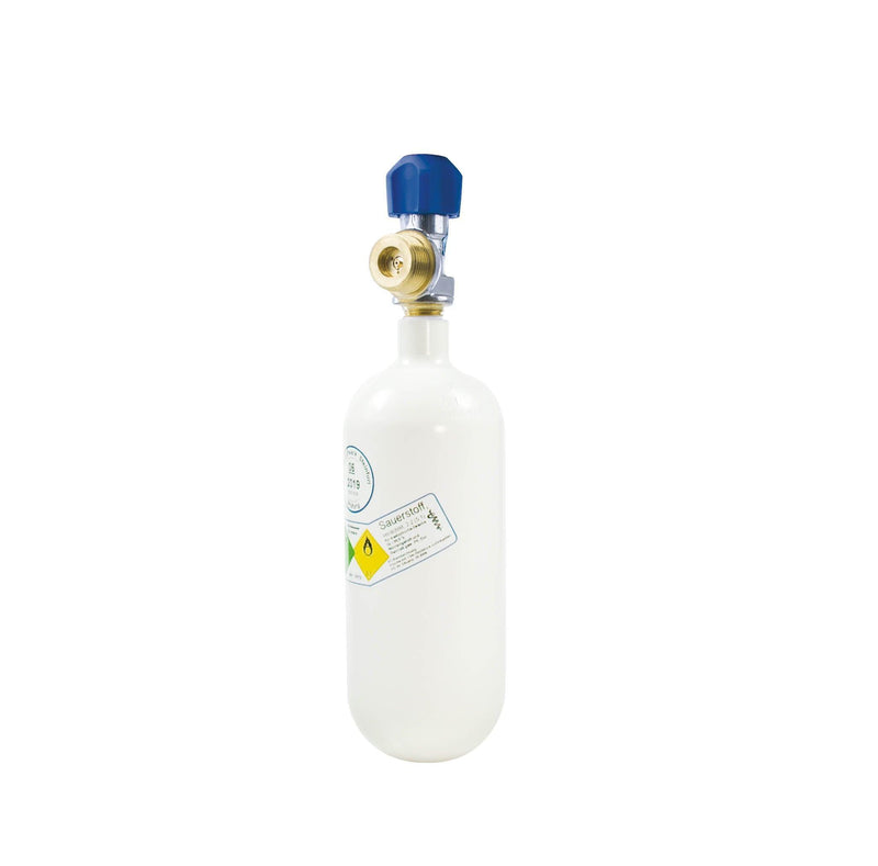 Sauerstoff-Flasche, Sauerstoffflasche, gefüllte Druckgasflasche mit Höhenatemsauerstoff - Notemed Medizintechnik 