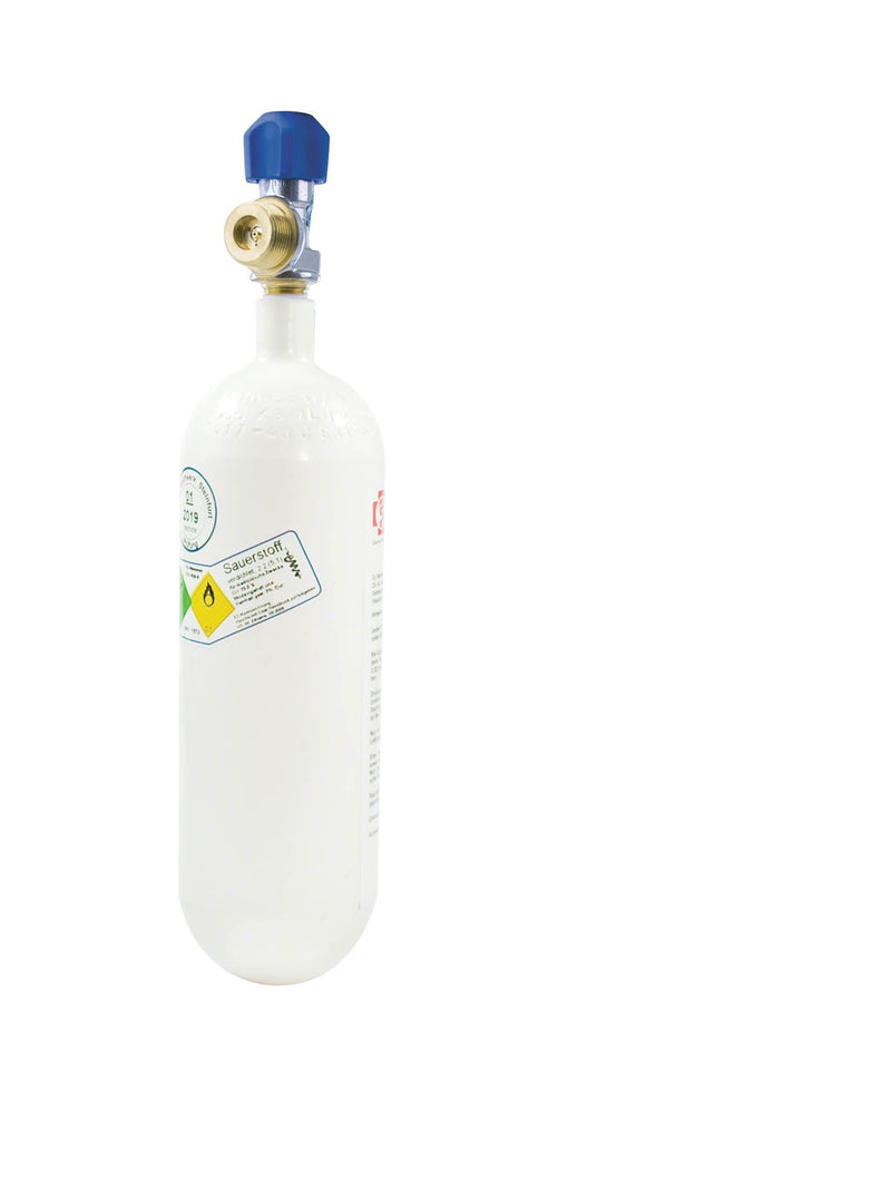 Sauerstoff-Flasche, Sauerstoffflasche, gefüllte Druckgasflasche mit Höhenatemsauerstoff - Notemed Medizintechnik 