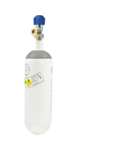 Kohlensäureflasche, gefüllte Druckgasflaschen mit medizinischer Kohlensäure (CO2), ausgestattet mit Restdruckventil HUM