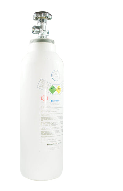 Sauerstoff-Flasche, Sauerstoffflasche gefüllte Druckgasflasche mit Sauerstoff für die Lebensmittelbehandlung HUM