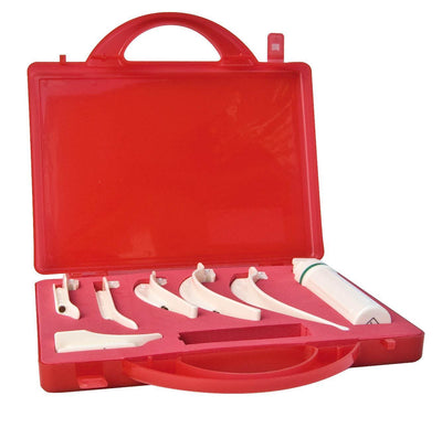 Einmal-Kaltlicht-Laryngoskop-SET, bestehend aus Aufbewahrungsbox, Griff und 6 Spateln (Macintosh Title 2-4, Miller Title 0-2), AEROtube, HLK01-SET - Notemed Medizintechnik 