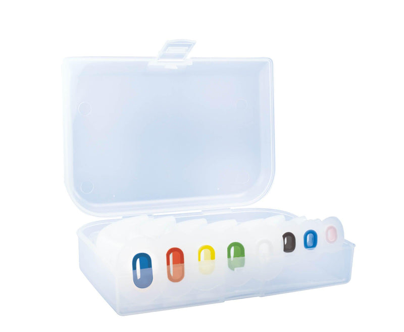 Guedeltubus-Set, in transparenter Aufbewahrungsbox aus PET, mit Guedeltuben-Titlen 000-5, AEROtube - Notemed Medizintechnik 