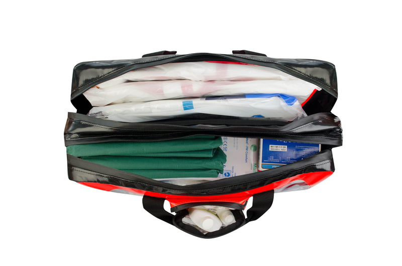 Infektionsschutztasche, Planenmaterial, ANTI-INFECTIONbag, leuchtrot/schwarz, HT13-AIBM1-70 - Notemed Medizintechnik 