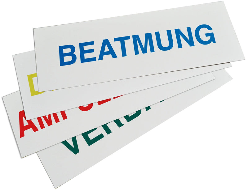 Modultaschen-Kennzeichnungen Stabile und passgenaue Hartfolien-Schilder, Beschriftung Modultaschen, AEROcase® - Notemed Medizintechnik 