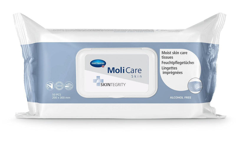 MoliCare Skin Feuchtpflegetücher, bequeme und zeitsparende Reinigung für die Inkontinenz- pflege; getränkt mit Reinigungs-lotion, 995038 - Notemed Medizintechnik 