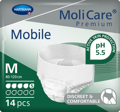 MoliCare Premium Mobile 5 Tropfen Gr. S/M/L/XL, dünnste Einweghose, Lebensqualität, für einen aktiven und selbstbestimmten Alltag, 915861, 
PZN 13506416, 
915852, 
PZN 13506422, 
915853, 
PZN 13506439, 
915854, 
PZN 13506451 Hartmann