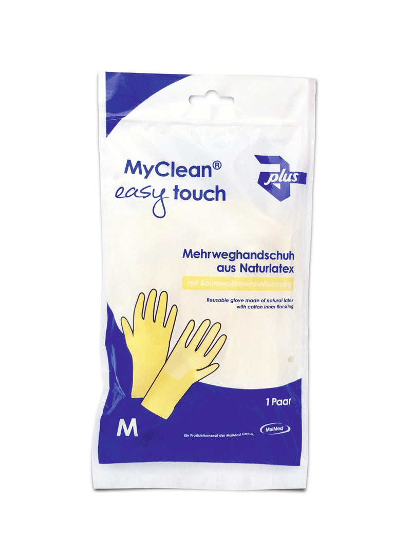MyClean® easy touch, Gr. S - Gr. XL, Mehrweghandschuh aus Naturlatex, mit Baumwollinnenbeflockung, Handschuhe, MAM74152, MAM74153, MAM74154, MAM76286 - Notemed Medizintechnik 