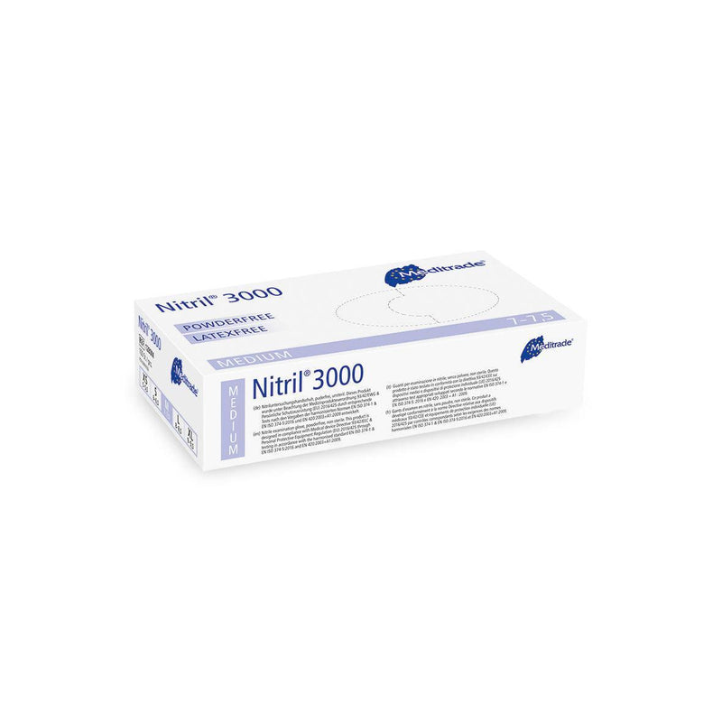 Nitril® 3000
 Untersuchungshandschuh aus Nitril, puderfrei, X-Large (9), Large (8-8,5), Medium (7-7,5), Small (6-6,5), Small (6-6,5), X-Small (5,5), 1280XL, 
 1280L, 
 1280M, 
 1280S, 
 1280XS
