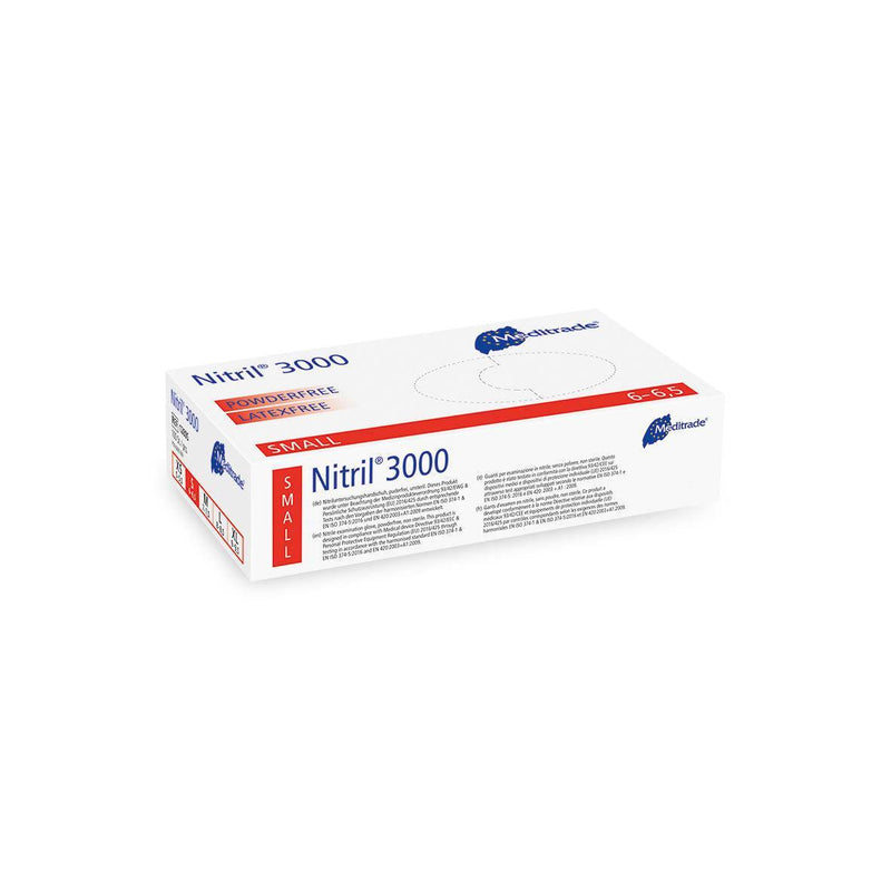 Nitril® 3000
 Untersuchungshandschuh aus Nitril, puderfrei, X-Large (9), Large (8-8,5), Medium (7-7,5), Small (6-6,5), Small (6-6,5), X-Small (5,5), 1280XL, 
 1280L, 
 1280M, 
 1280S, 
 1280XS
