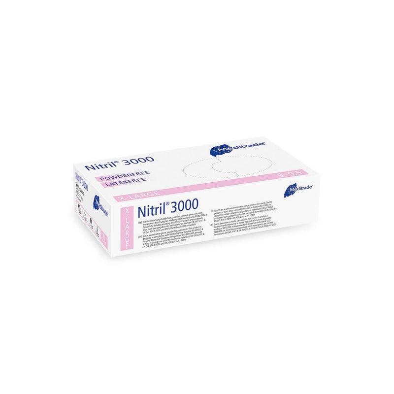 Nitril® 3000
 Untersuchungshandschuh aus Nitril, puderfrei, X-Large (9), Large (8-8,5), Medium (7-7,5), Small (6-6,5), Small (6-6,5), X-Small (5,5), 1280XL, 
 1280L, 
 1280M, 
 1280S, 
 1280XS