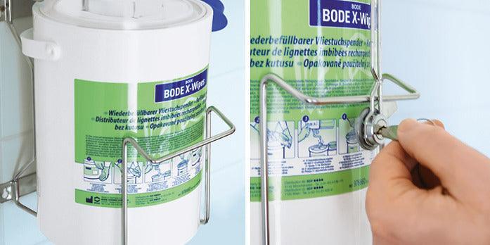 Sicherungsbügel für BODE X-Wipes Wandhalter, zum sicheren Halt des Bacillol Wipes Spendersystems, 977111 - Notemed Medizintechnik 