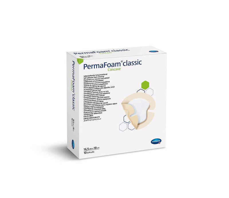 PermaFoam classic Concave Schaumverband 16,5 x 18 cm, zur Behandlung an Ferse, Knie und Ellenbogen, 882009 - Notemed Medizintechnik 