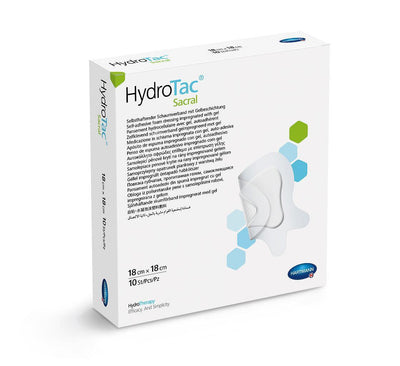 HydroTac comfort sacral Schaumverband, 18x18 cm, 18 x 18,5 cm, Steril, einzeln eingesiegelt, für sicheren Halt, 685827, 685825 - Notemed Medizintechnik 