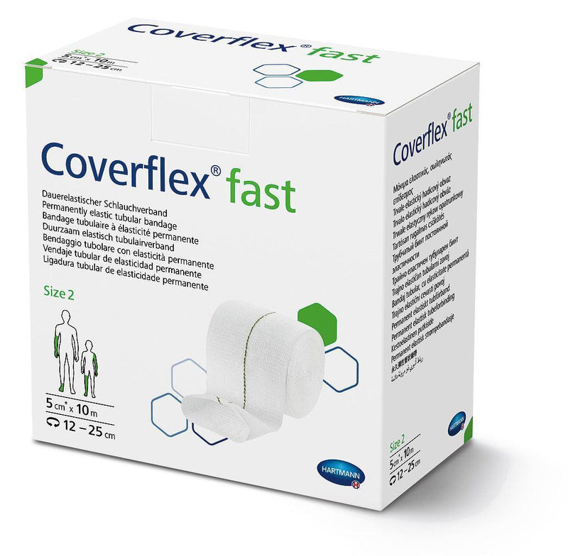 Coverflex fast, dauerelastischer Schlauchverband, Gr.1 (3,5cm x 10m), Gr.2 (5cm x 10m) Gr.3 (7,5cm x 10m), Gr.4 (10,75cm x 10m), Gr.5 (17,5cm x 10m), 931025, 
931026, 
931027, 
931028, 
931029 - Notemed Medizintechnik 