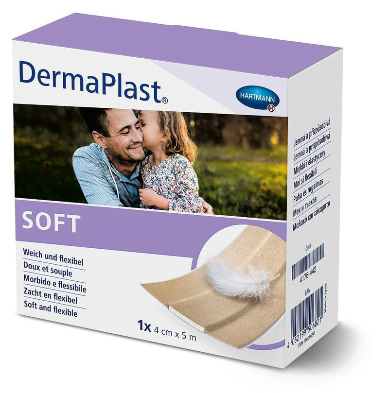 DermaPlast Soft 4 cm x 5 m, 6 cm x 5 m, 8 cm x 5 m, Wundverband, Pflaster, Wundpflaster, Wundschnellverband, 535351, 535361, 535371 - Notemed Medizintechnik 