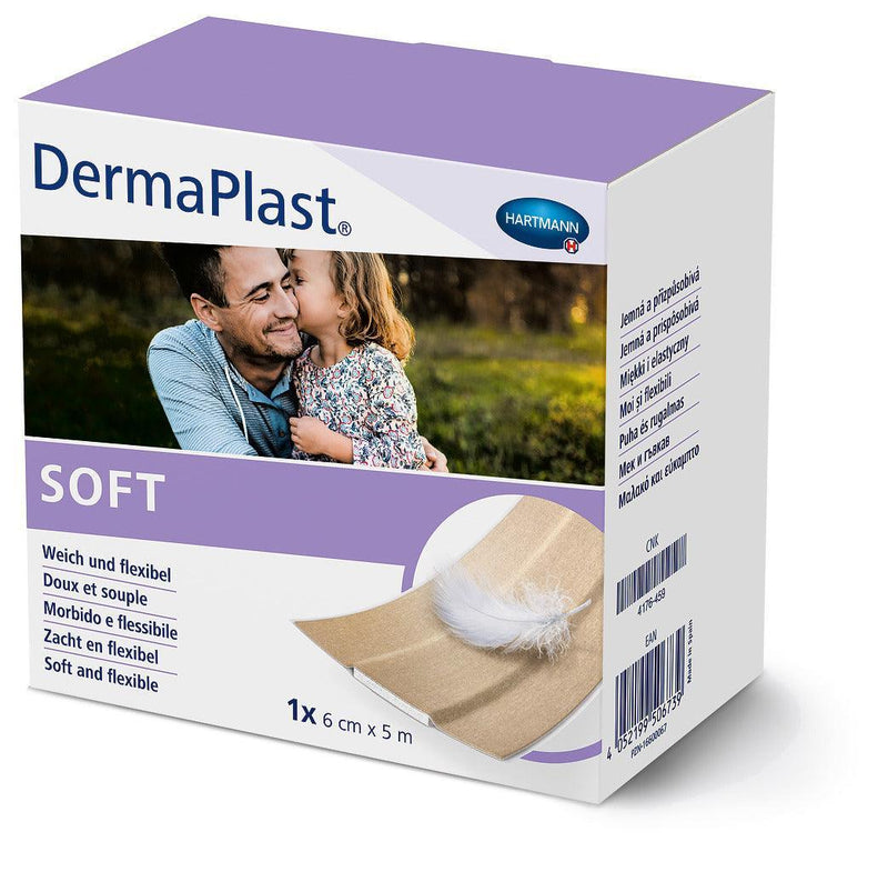 DermaPlast Soft 4 cm x 5 m, 6 cm x 5 m, 8 cm x 5 m, Wundverband, Pflaster, Wundpflaster, Wundschnellverband, 535351, 535361, 535371 - Notemed Medizintechnik 