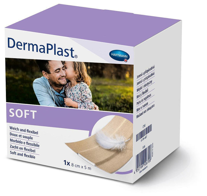 DermaPlast Soft 4 cm x 5 m, 6 cm x 5 m, 8 cm x 5 m, Wundverband, Pflaster, Wundpflaster, Wundschnellverband, 535351, 535361, 535371 - Notemed Medizintechnik 