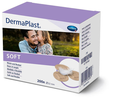 DermaPlast Soft 22 mm rund, Injektionspflaster, Pflaster, Wundverband, Pflaster, Wundpflaster, Wundschnellverband, 535382 Hartmann