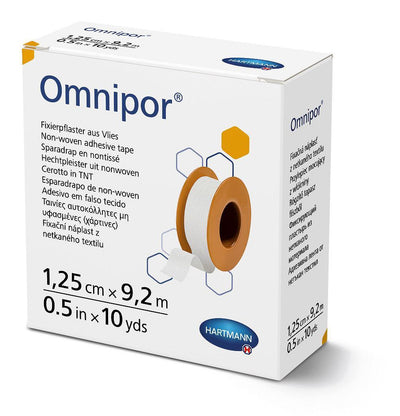 Omnipor auf Kunststoffspulen, Verbandfixierung, 9,2 m lang, Spulenpflaster, Fixierpflaster, 1,25 cm x 9,2 m, 2,5 cm x 9,2 m, 5 cm x 9,2 m, 900424, 900425, 900426 - Notemed Medizintechnik 