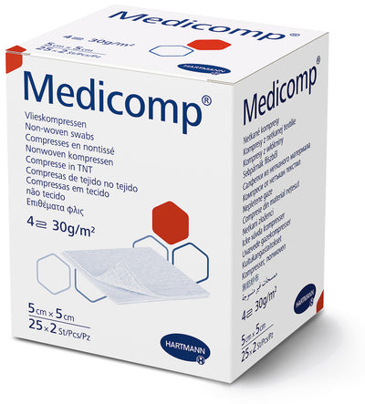 Medicomp steril 5x5 cm, 7,5 x 7,5 cm, 10 x 10 cm, 10 x 20 cm, 411074, 
411072, 
411064, 
411075 Hartmann