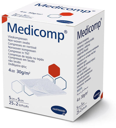 Medicomp steril 5x5 cm, 7,5 x 7,5 cm, 10 x 10 cm, 10 x 20 cm, 411074, 
411072, 
411064, 
411075 - Notemed Medizintechnik 