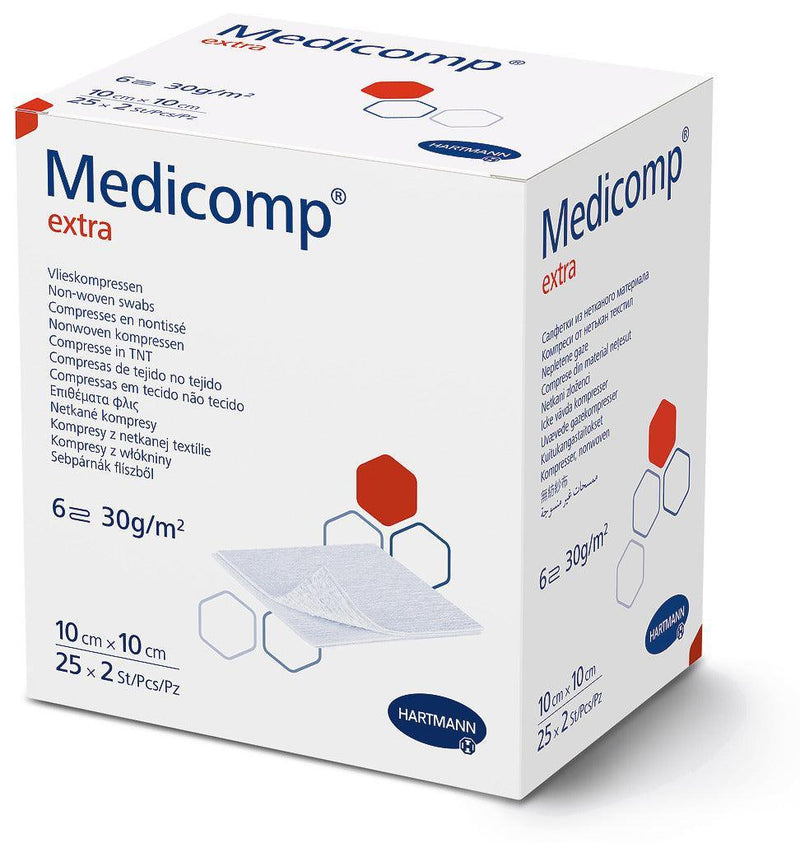Medicomp extra steril 5 x 5 cm, 10 x 10 cm, 10 x 20 cm, 411078, 
411077, 
411079 - Notemed Medizintechnik 