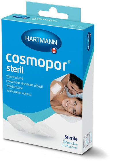 Cosmopor Steril Wundverband 7,2 x 5 cm, 10 x 8 cm OTC, Wundverband, Pflaster, Wundpflaster, Wundschnellverband, für besonders sensibler Haut, 901040, 
901041 Hartmann